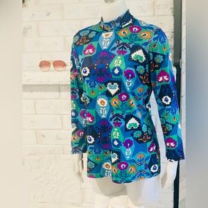 Vintage polyester bright pattern retro long sleeve